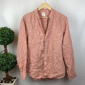 Baird McNutt Murano 100% Linen Pale Red Long Sleeve Button Front Blouse Top L